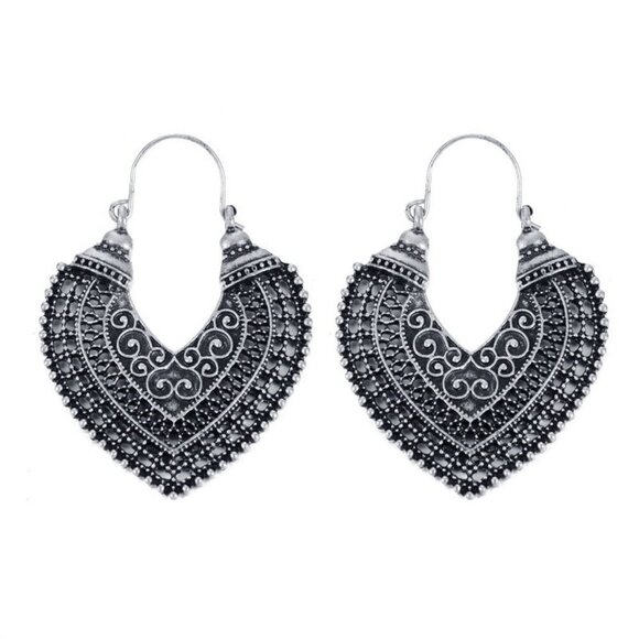 Steps and Stones Jewelry - Heart-Shaped Design Hoop Earrings